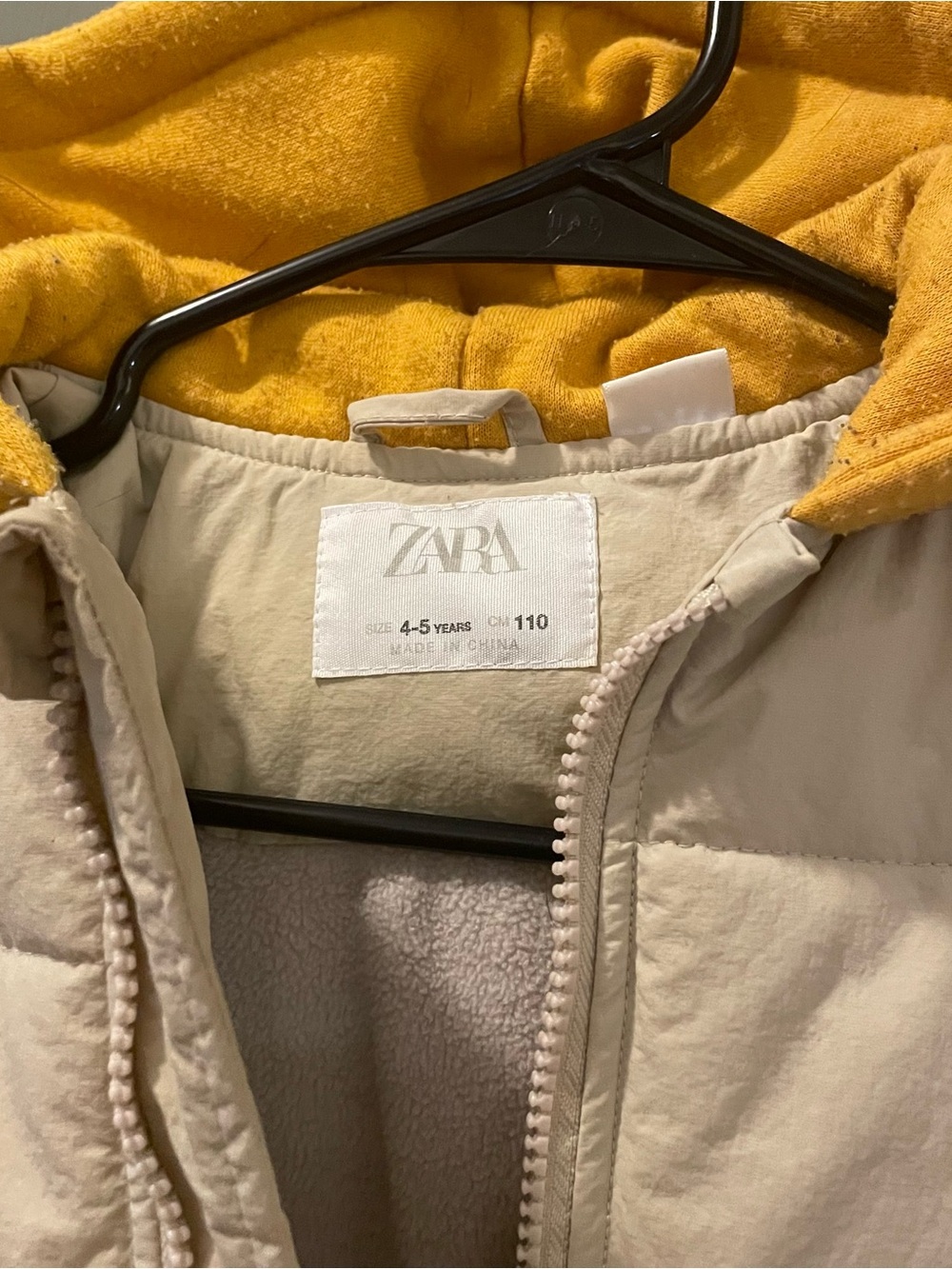 Zara Kids Colorblock Puffer Jacket in Cream, Brown & Yellow - Picture 3 of 4